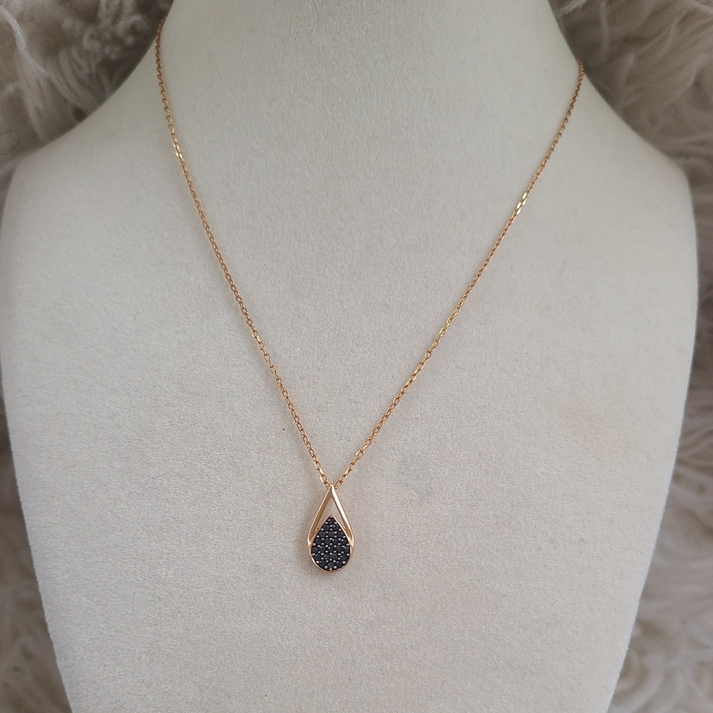 Swarovski Ginger Pear Shaped Rhodium Plated Rose Gold Necklace- Like New